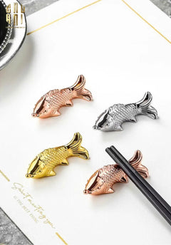Gác Đũa - Stainless Steel Chopstick Rest Gold Fish-Dinner Cutlery Set Dao Muỗng Nĩa-CẬU HAI HOME DECOR