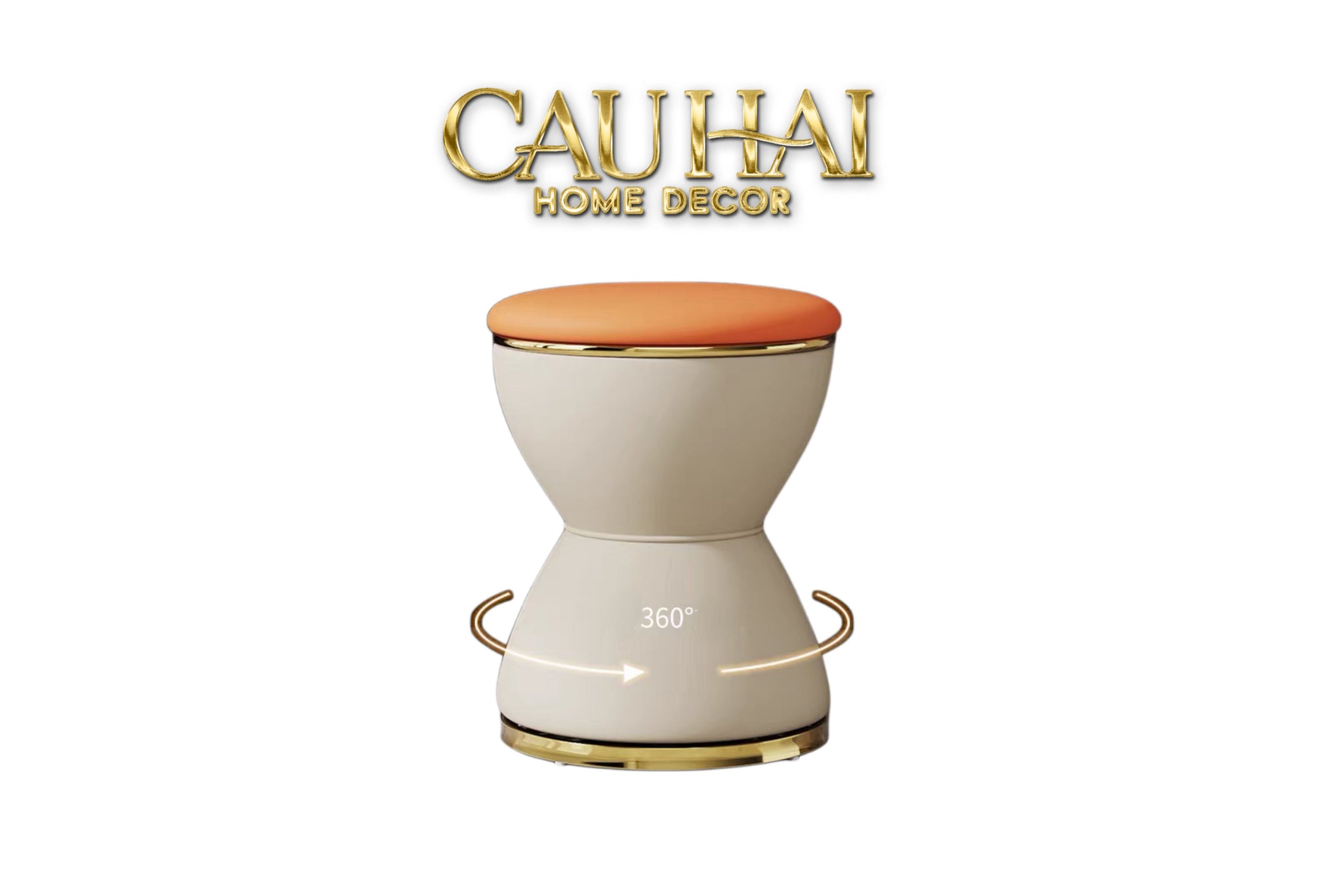 Ghế Đôn Da Hourglass Atelier Ivory H37-Đồng hồ Cát-CẬU HAI HOME DECOR