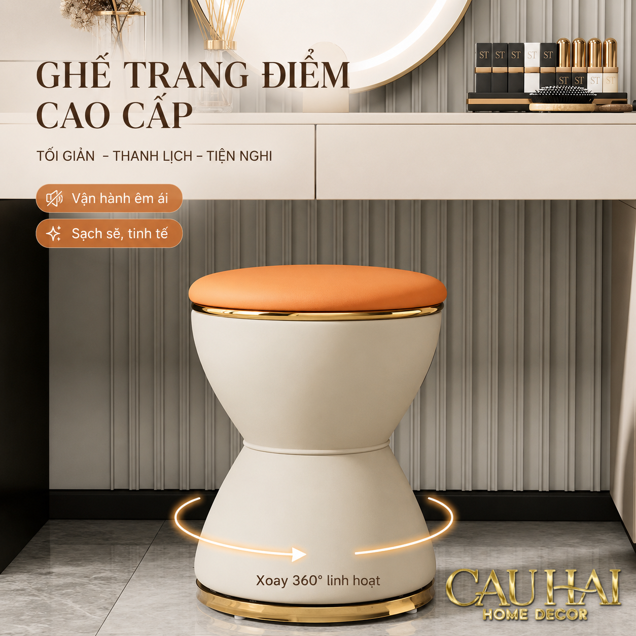 Ghế Đôn Da Hourglass Atelier Ivory H37-Đồng hồ Cát-CẬU HAI HOME DECOR