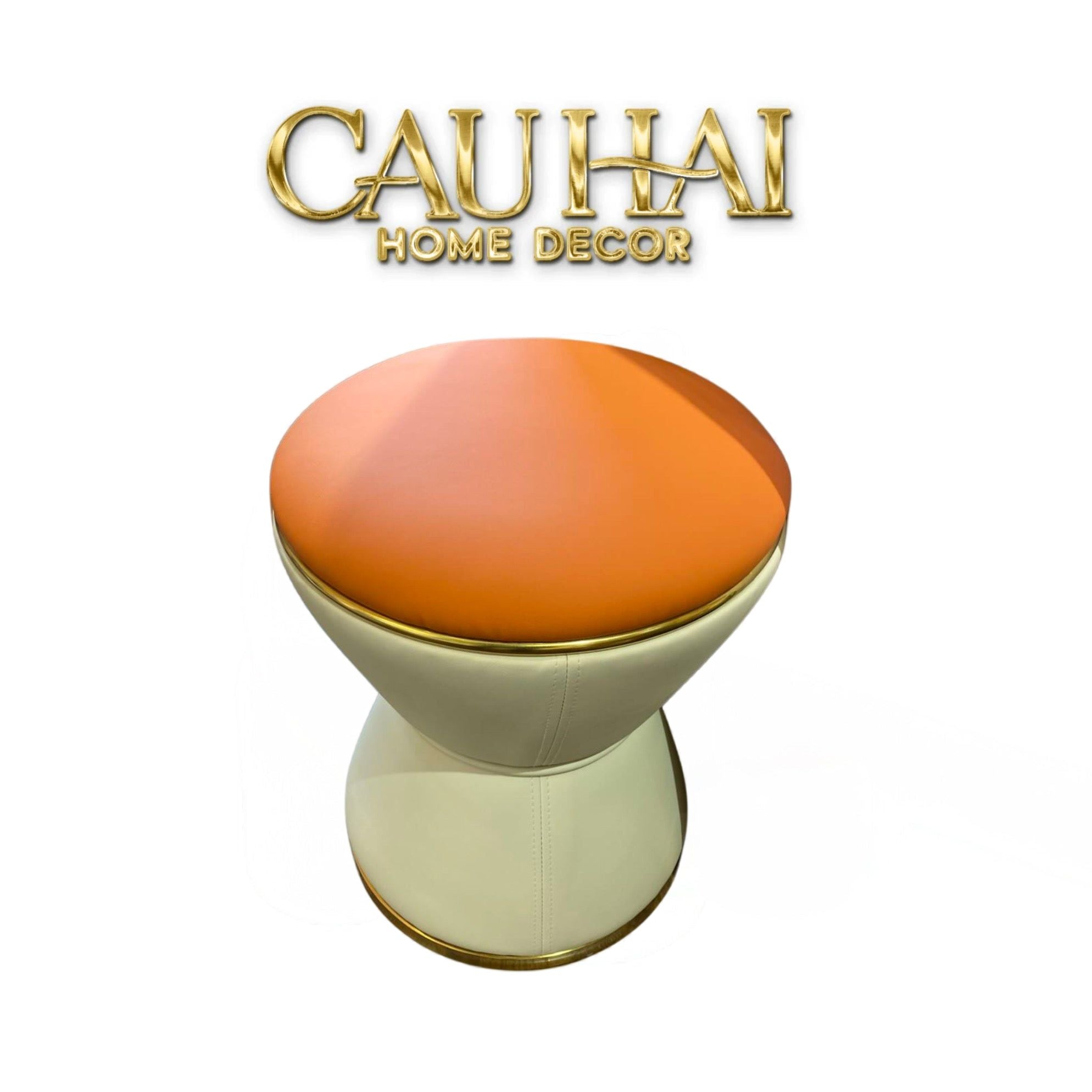 Ghế Đôn Da Hourglass Atelier Ivory H37-Đồng hồ Cát-CẬU HAI HOME DECOR