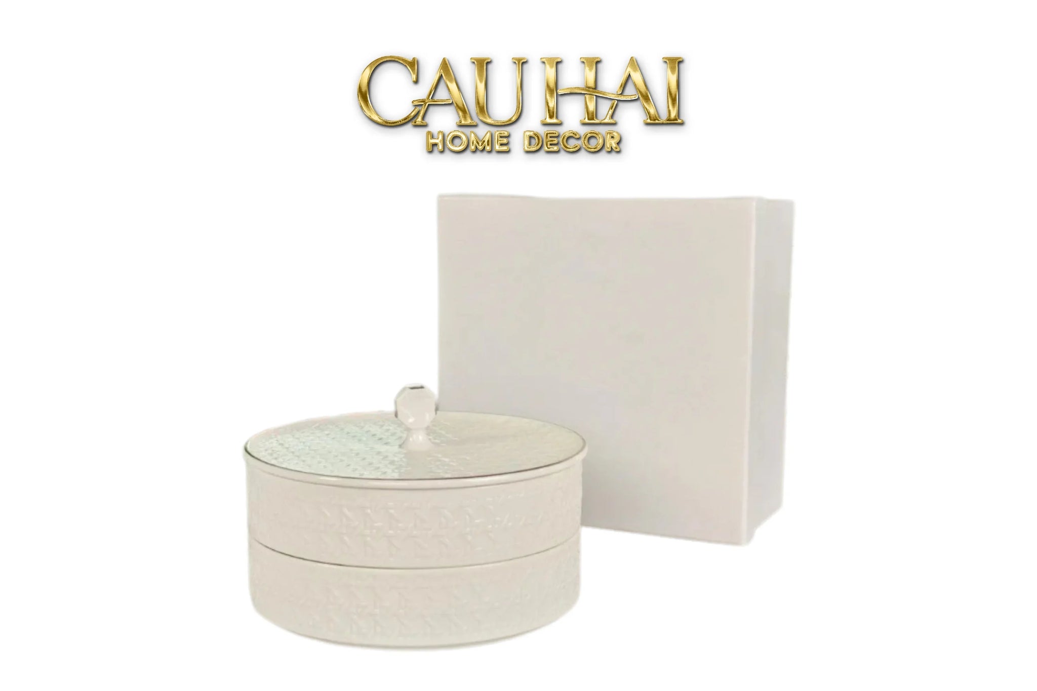 Gift Box Hộp Bánh Mứt DO Blanc D’Ivoire Porcelain Élégance Fêtes Plateau-TRANG TRÍ GIÁNG SINH-CẬU HAI HOME DECOR