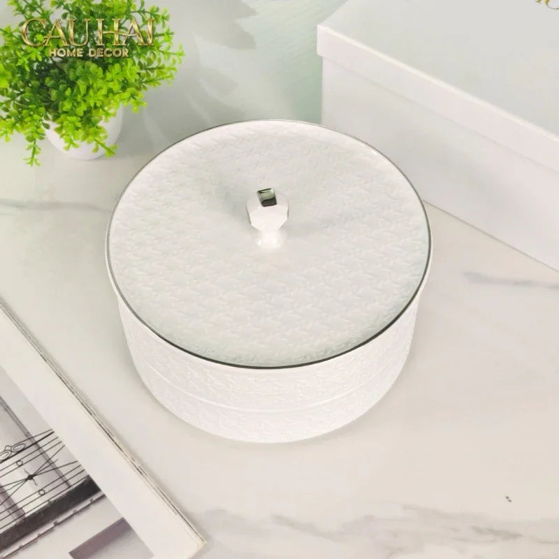 Gift Box Hộp Bánh Mứt DO Blanc D’Ivoire Porcelain Élégance Fêtes Plateau-TRANG TRÍ GIÁNG SINH-Đối tác tại Trung Quốc theo từng đơn đặt hàng-CẬU HAI HOME DECOR