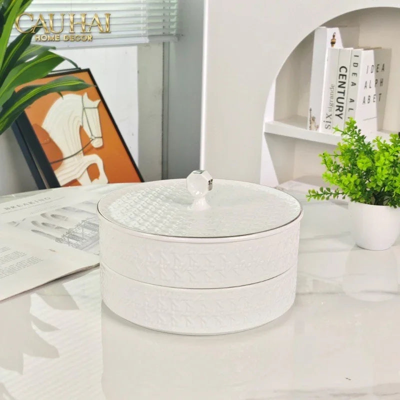 Gift Box Hộp Bánh Mứt DO Blanc D’Ivoire Porcelain Élégance Fêtes Plateau-TRANG TRÍ GIÁNG SINH-Đối tác tại Trung Quốc theo từng đơn đặt hàng-CẬU HAI HOME DECOR