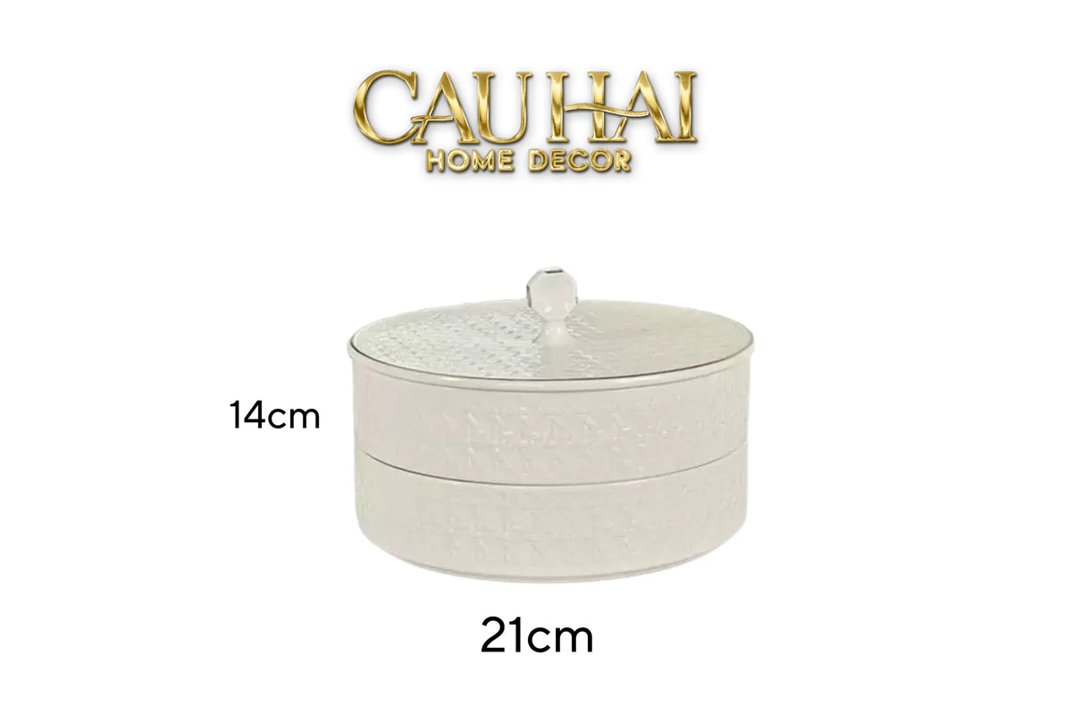 Gift Box Hộp Bánh Mứt DO Blanc D’Ivoire Porcelain Élégance Fêtes Plateau-TRANG TRÍ GIÁNG SINH-Đối tác tại Trung Quốc theo từng đơn đặt hàng-CẬU HAI HOME DECOR