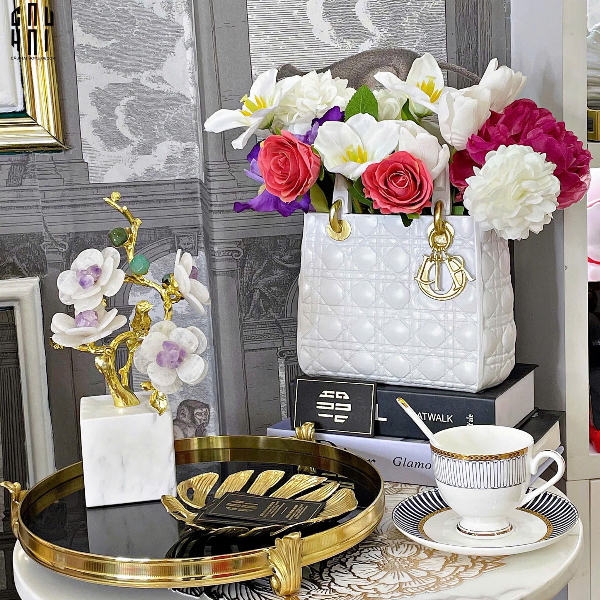 Giỏ Cắm Hoa Composite D.O-CẬU HAI HOME DECOR