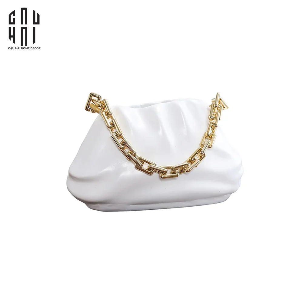 Giỏ Cắm Hoa Composite Golden Chain Ss25-KHAY TRANG TRÍ-CẬU HAI HOME DECOR