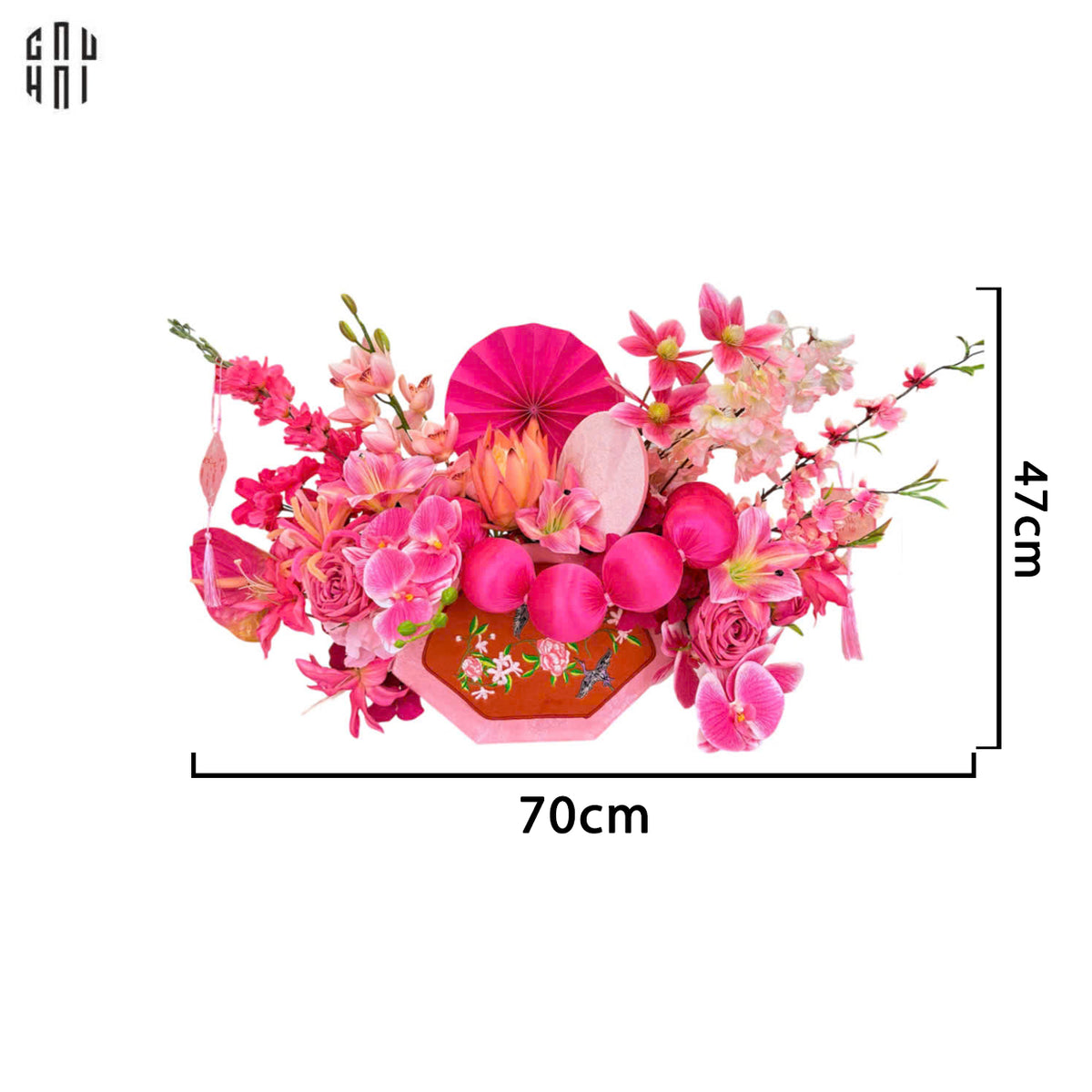 Tết Couture - Giỏ Hoa 2026 Hồng Môn Yến 50x70-KHAY TRANG TRÍ-CẬU HAI HOME DECOR