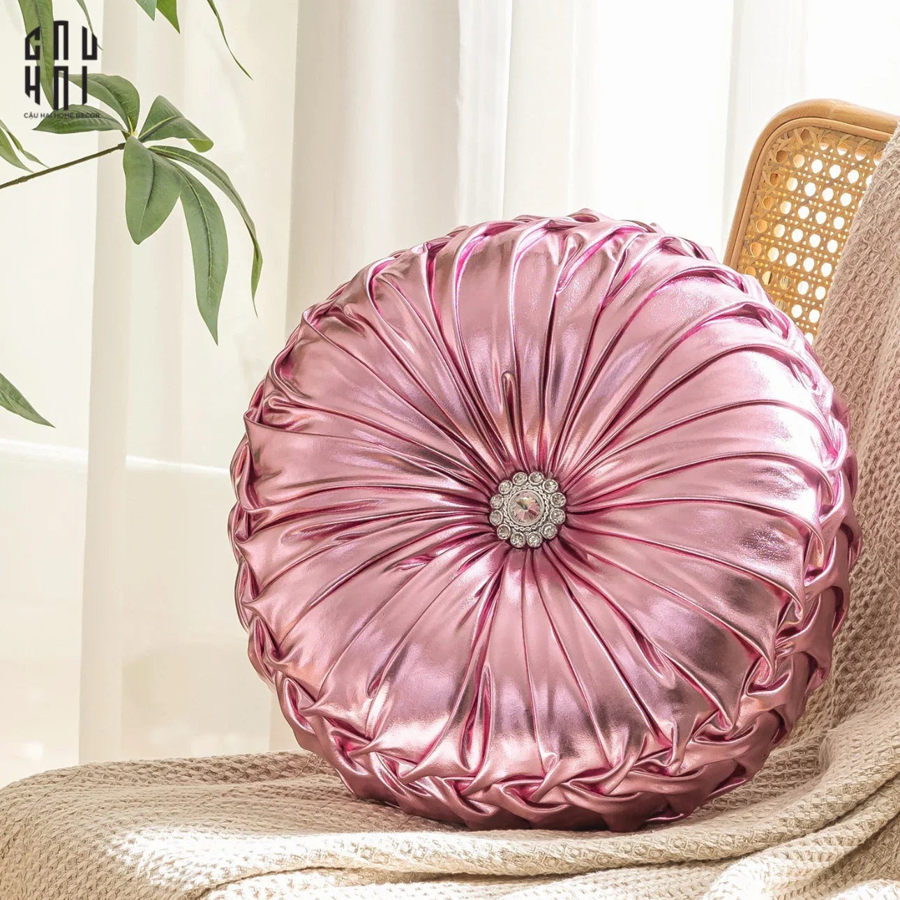 Gối Da Bóng Stunning Kelly - Rose 45-VỎ GỐI-CẬU HAI HOME DECOR