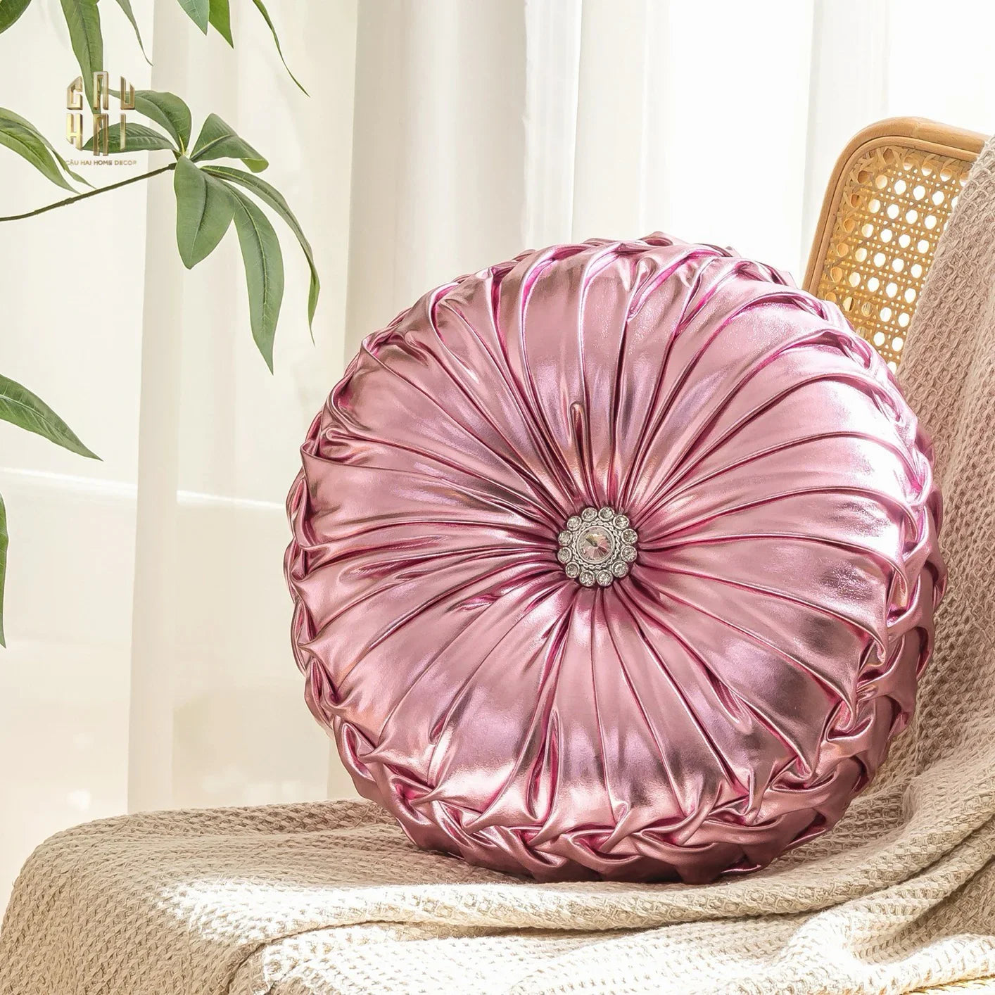 Gối Da Bóng Stunning Kelly - Rose 45-VỎ GỐI-CẬU HAI HOME DECOR
