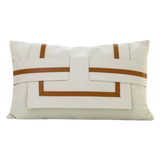 Gối Da Cadre Harnais Ivory Cognac 30x50