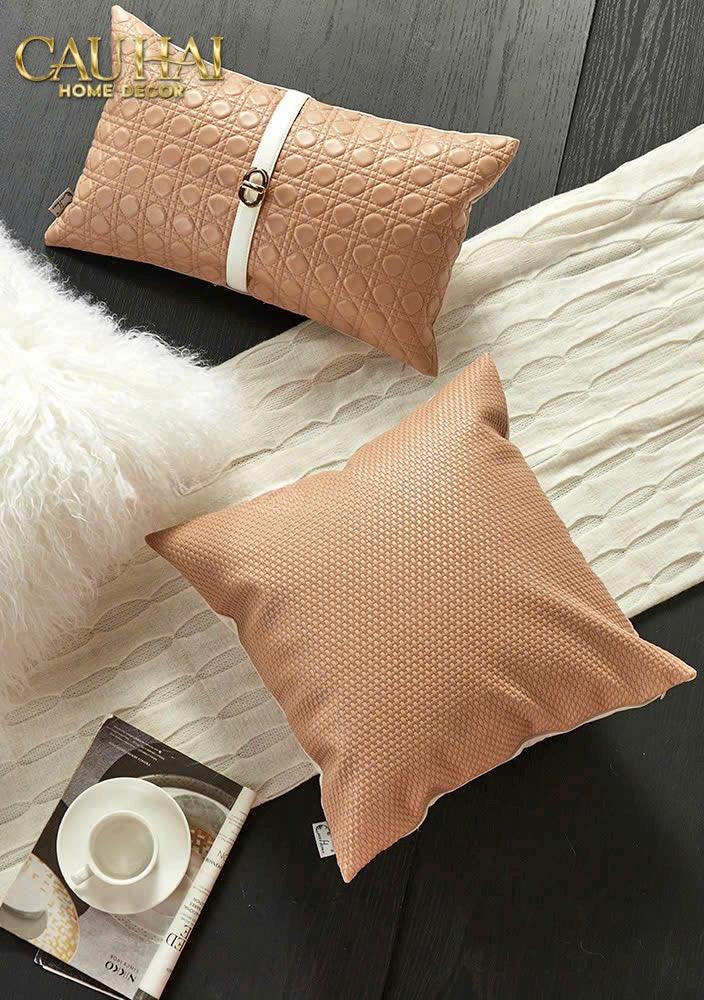 Gối Da D.O Cannage Belt Latte 30X50-VỎ GỐI SOFA-CẬU HAI HOME DECOR