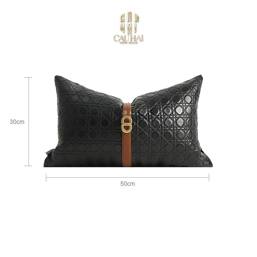 Gối Da D.O Cannage Belt Savoir 30X50-CẬU HAI HOME DECOR