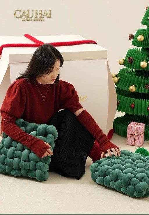 Gối Đan Sweet Burgundy Biscuits-VỎ GỐI-CẬU HAI HOME DECOR