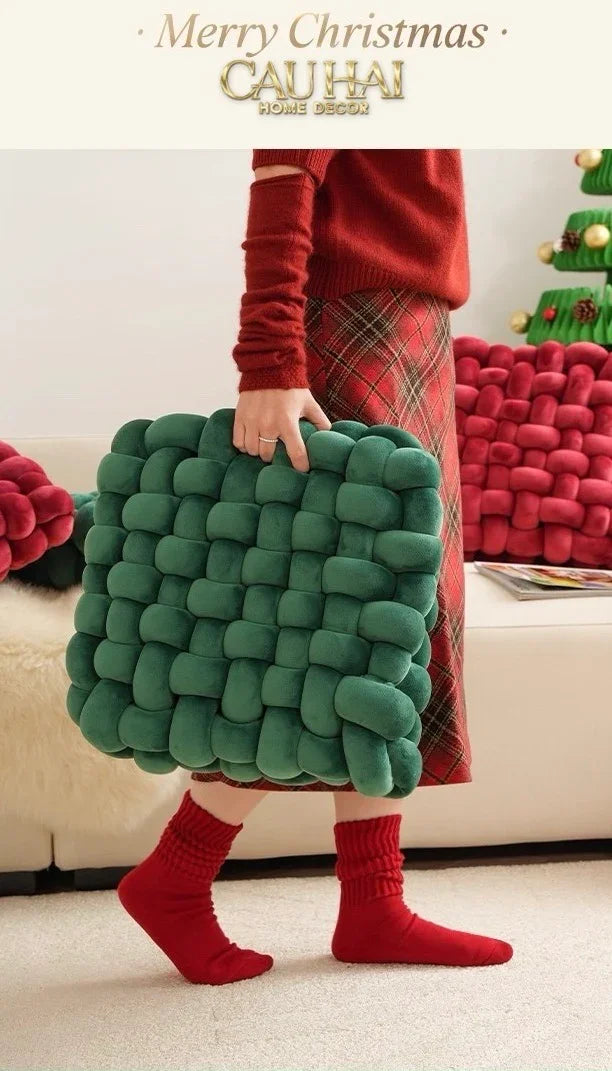 Gối Đan Sweet Burgundy Biscuits-VỎ GỐI-CẬU HAI HOME DECOR