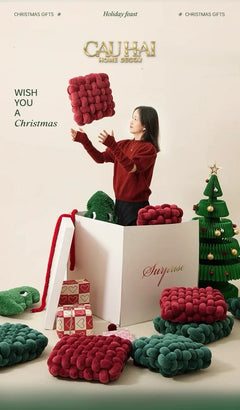 Gối Đan Sweet Burgundy Biscuits-VỎ GỐI-CẬU HAI HOME DECOR