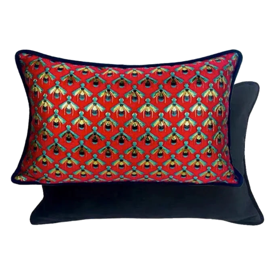 Maison Couture - Gối Jacquard Abeille d'Or Nil Bleu Art Cushion 35x50 - Cậu Hai Home Decor