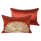 Gối Jacquard Rouge Oriental Éventail Lunaire d'Or 35x50 - Cậu Hai Home Decor
