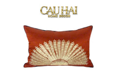 Gối Jacquard Rouge Oriental Éventail Lunaire d’Or 35x50-VỎ GỐI-CẬU HAI HOME DECOR