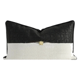 Gối Leather Croco Medusa Noir Ivory 30x50