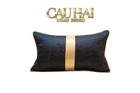 Gối Lụa Jacquard Navy Sovereign Golden Lignes 30X50-VỎ GỐI-CẬU HAI HOME DECOR