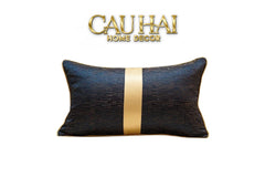 Gối Lụa Jacquard Navy Sovereign Golden Lignes 30X50-VỎ GỐI-CẬU HAI HOME DECOR