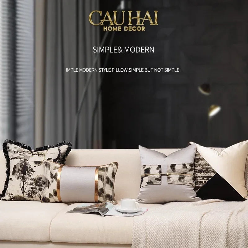 Gối Lụa Jacquard Ophelia Ceinture Métallique 30X50-CẬU HAI HOME DECOR