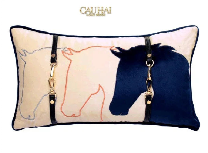 Gối Nhung Équestre Harness / Navy 30X50-VỎ GỐI-CẬU HAI HOME DECOR