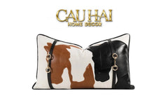 Gối Nhung Leather Équestre Patchwork Harness 30X50-VỎ GỐI-CẬU HAI HOME DECOR