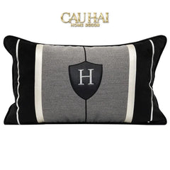 Gối Nhung Noir Heritage H Crest 30X50-VỎ GỐI-CẬU HAI HOME DECOR