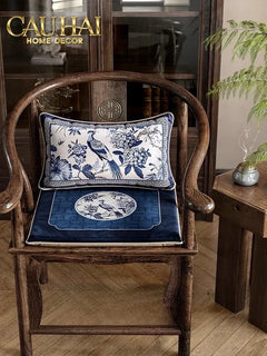 Gối Nhung Quạt IndigoEmperor Fan Indochine Art Cushion-VỎ GỐI-CẬU HAI HOME DECOR