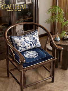 Gối Nhung Quạt IndigoEmperor Fan Indochine Art Cushion-VỎ GỐI-CẬU HAI HOME DECOR