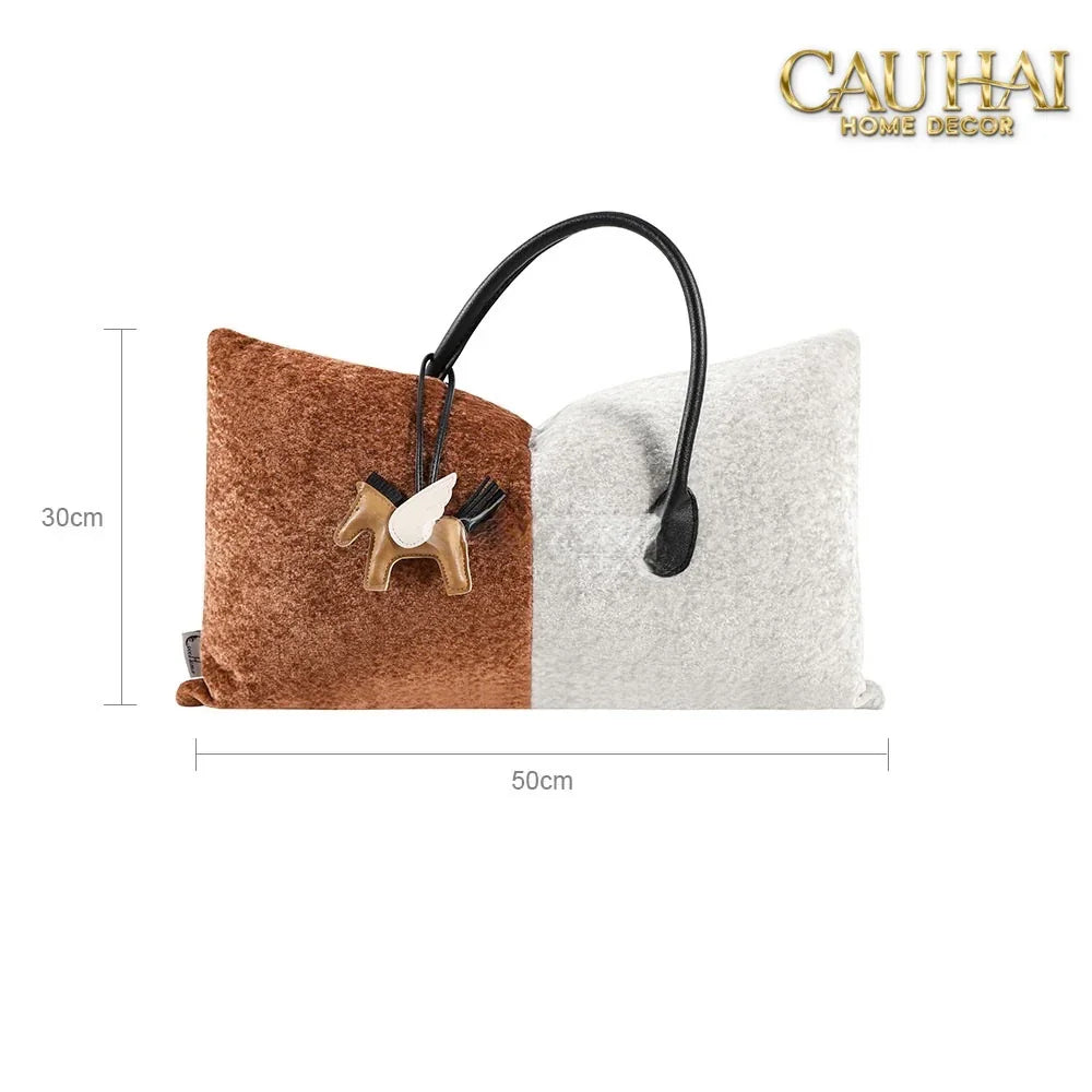 Gối Nhung Silhouette Équestre Bicolore 30x50 - Special Pegasus Charm-VỎ GỐI-Đối tác tại Trung Quốc theo từng đơn đặt hàng-CẬU HAI HOME DECOR