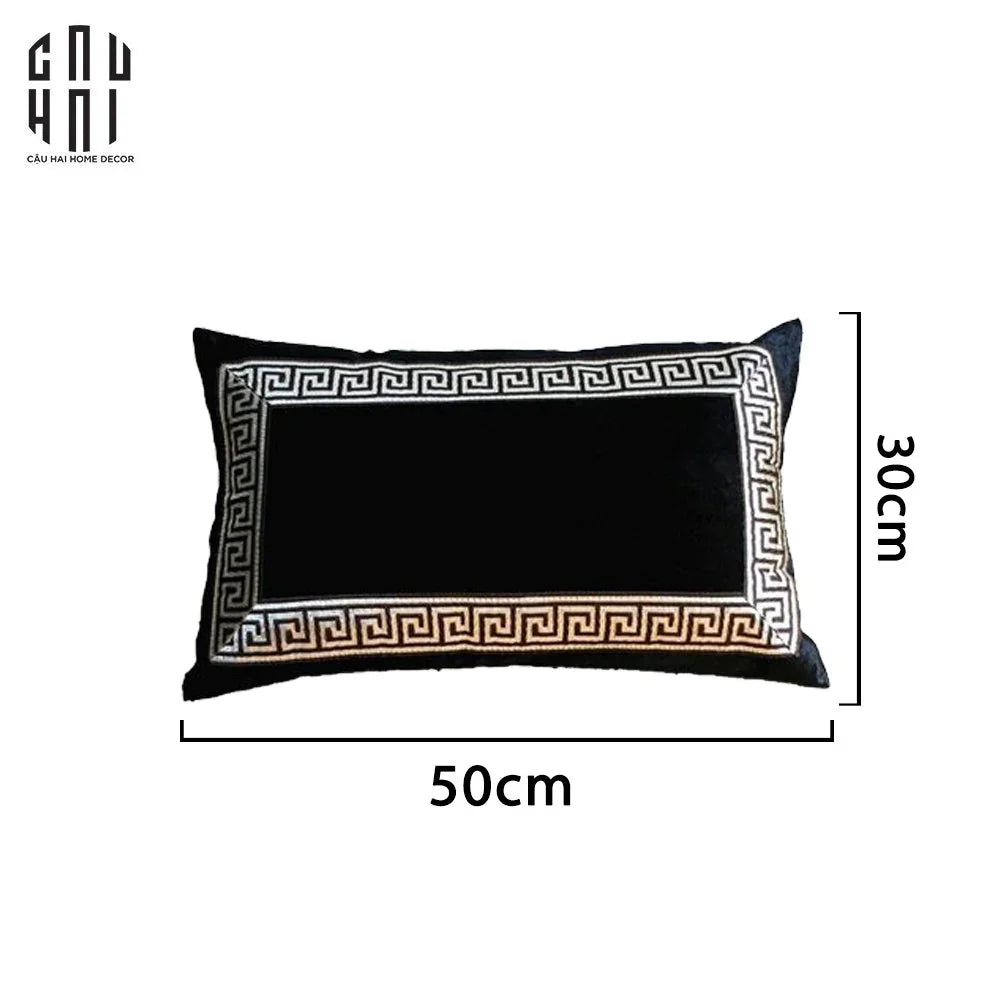 Gối Sofa Nhung Crochet - Noir 30X50Cm-VỎ GỐI-CẬU HAI HOME DECOR