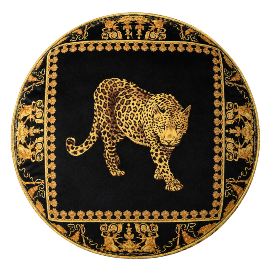 Gối Tròn Velvet Baroque Leopard Noir D45 - Cậu Hai Home Decor