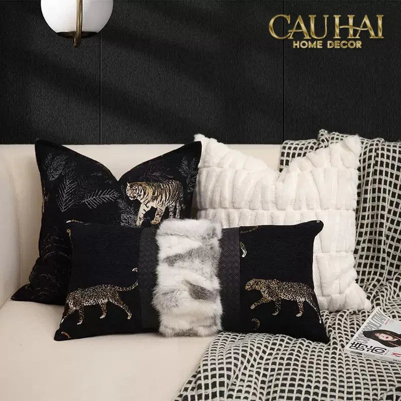 Gối Tweed Lux Fur Jarguar Savoir Leopard 30X60-VỎ GỐI-CẬU HAI HOME DECOR