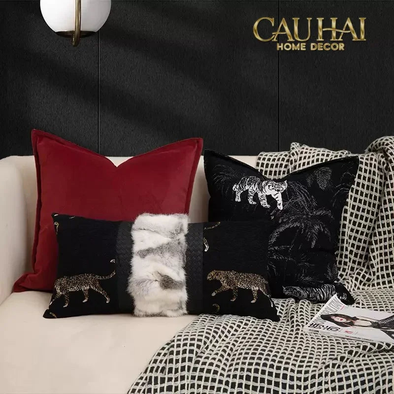 Gối Tweed Lux Fur Jarguar Savoir Leopard 30X60-VỎ GỐI-CẬU HAI HOME DECOR