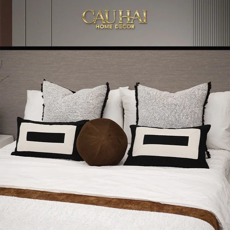 Gối Tweed Lux Leather Minus Arch 30X50-CẬU HAI HOME DECOR