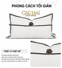Gối Tweed White Camélia 30X50-VỎ GỐI-CẬU HAI HOME DECOR