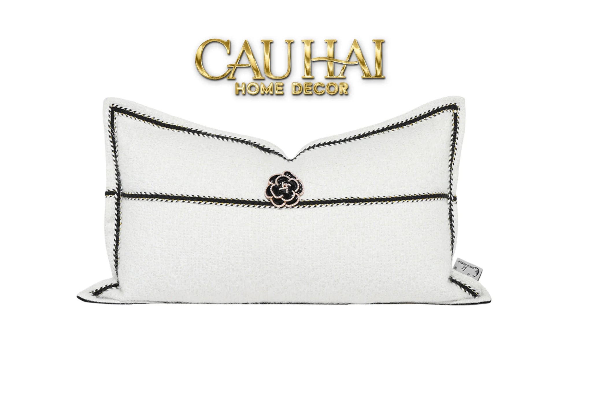Gối Tweed White Camélia 30X50-VỎ GỐI-CẬU HAI HOME DECOR