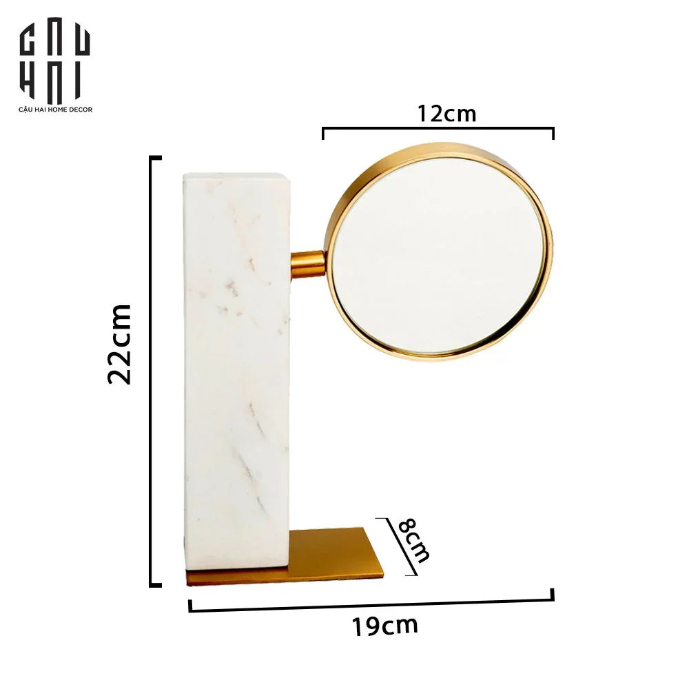 Gương Trang Điểm Để Bàn Marble Golden Mirror Ss22-GƯƠNG TRANG ĐIỂM-CẬU HAI HOME DECOR