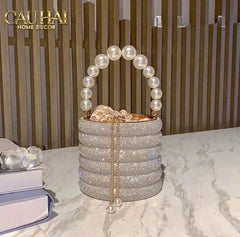 Haute Folie - Clutch Kim Cương Cylinder - Perle Noire Diamond Pavé Haute Décor Object-TÚI XÁCH & VÍ TRANG TRÍ-CẬU HAI HOME DECOR