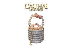 Haute Folie - Clutch Kim Cương Cylinder - Perle Noire Diamond Pavé Haute Décor Object-TÚI XÁCH & VÍ TRANG TRÍ-CẬU HAI HOME DECOR