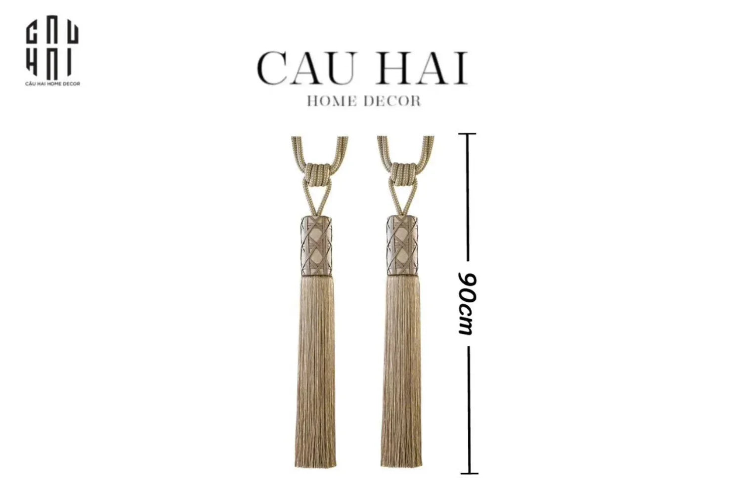 Haute Folie - Cột Màn Đôi Cannage Beige Tassel Curtain Tieback 90Cm-RÈM & MÀN CHE-CẬU HAI HOME DECOR