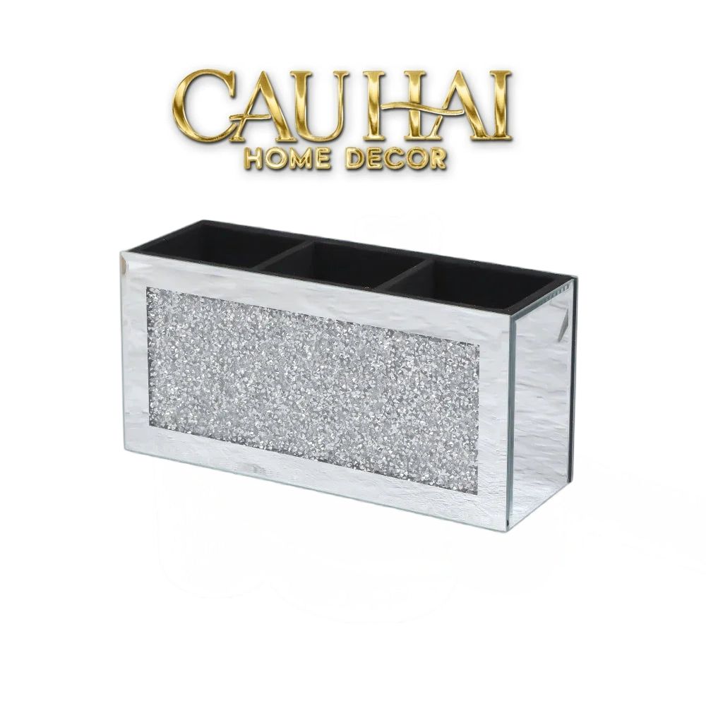 Haute Folie - Hộp Đựng Cọ 3 Ngăn Mirror Argenté Bling Bling-GƯƠNG TRANG ĐIỂM-CẬU HAI HOME DECOR