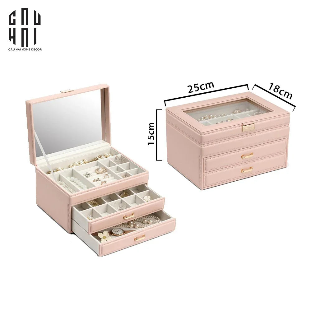 Haute Folie - Hộp Đựng Trang Sức Amber - Amber Leather Jewelry Box Ss25-HỘP TRANG SỨC-CẬU HAI HOME DECOR