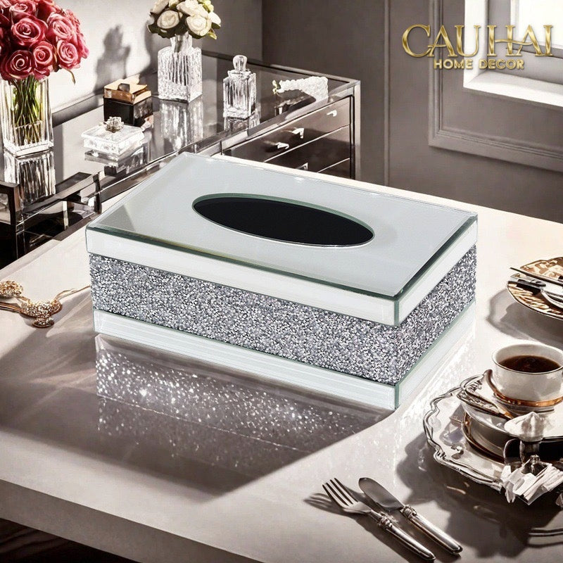 Haute Folie - Hộp Giấy Chữ Nhật Viền Gương Cắt Cạnh — Starlight Mirrored Tissue Box-CẬU HAI HOME DECOR-CẬU HAI HOME DECOR