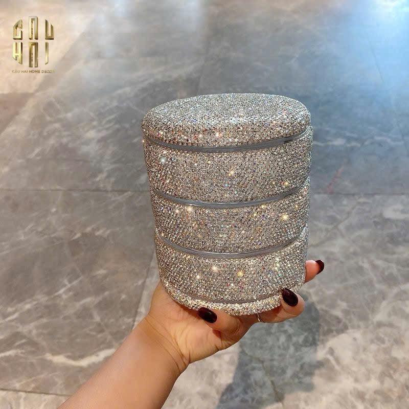 Haute Folie - Hộp Lưu Trữ 4 Tầng Carousel Diamond Bling Bling-HỘP TRANG SỨC-CẬU HAI HOME DECOR