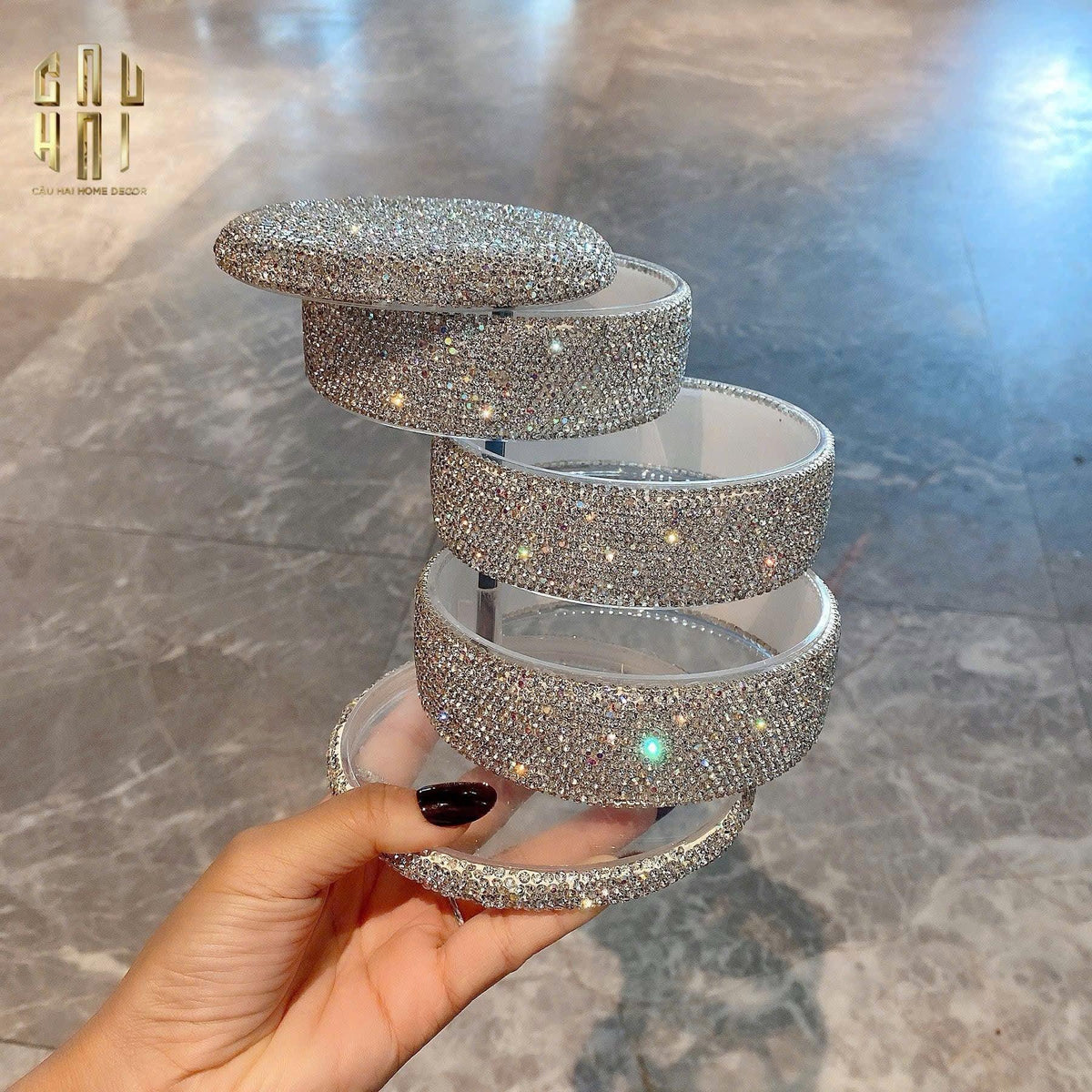Haute Folie - Hộp Lưu Trữ 4 Tầng Carousel Diamond Bling Bling-HỘP TRANG SỨC-Đối tác tại Trung Quốc theo từng đơn đặt hàng-CẬU HAI HOME DECOR