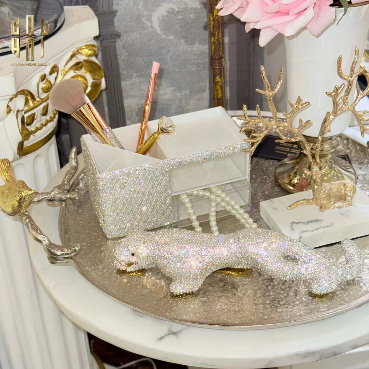 Haute Folie - Hộp Lưu Trữ Đa Năng Diamond Bling Bling Fw25-HỘP TRANG SỨC-Đối tác tại Trung Quốc theo từng đơn đặt hàng-CẬU HAI HOME DECOR