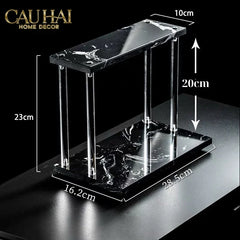 Haute Folie - Kệ Phòng Tắm 2 Tầng Đá Marble Acrylic Column Gabriel Tiered Organizers 20x26.5-KỆ TRANG TRÍ-CẬU HAI HOME DECOR
